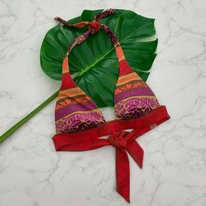 Victoria's Secret Striped Floral Halter Bikini Top